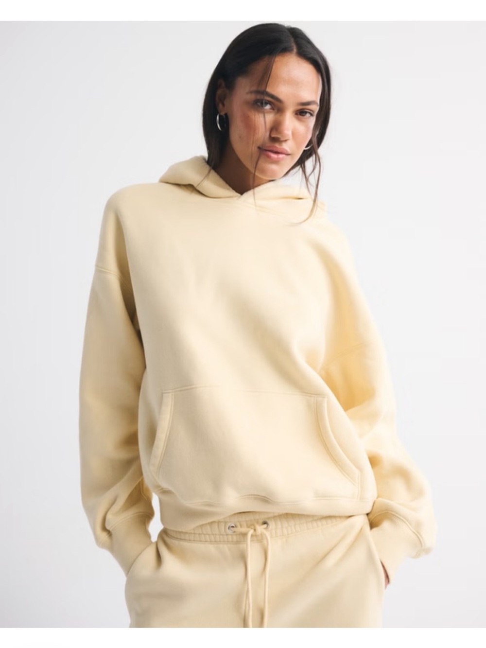 Abercrombie Cozy Women's Pale Yellow Hoodie - Lightweight Pullover size small